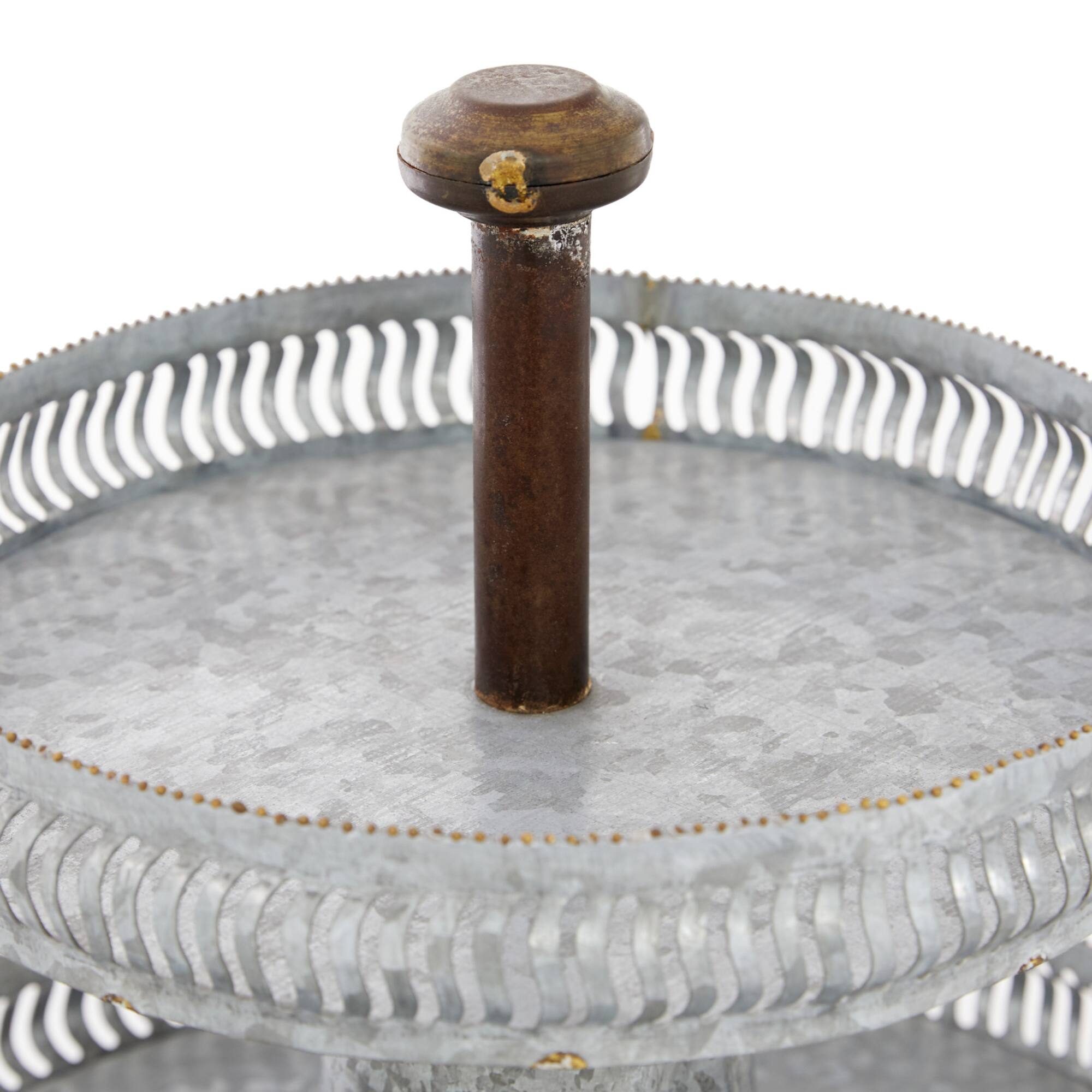 Silver Iron Farmhouse 2 Tier Tray Stand